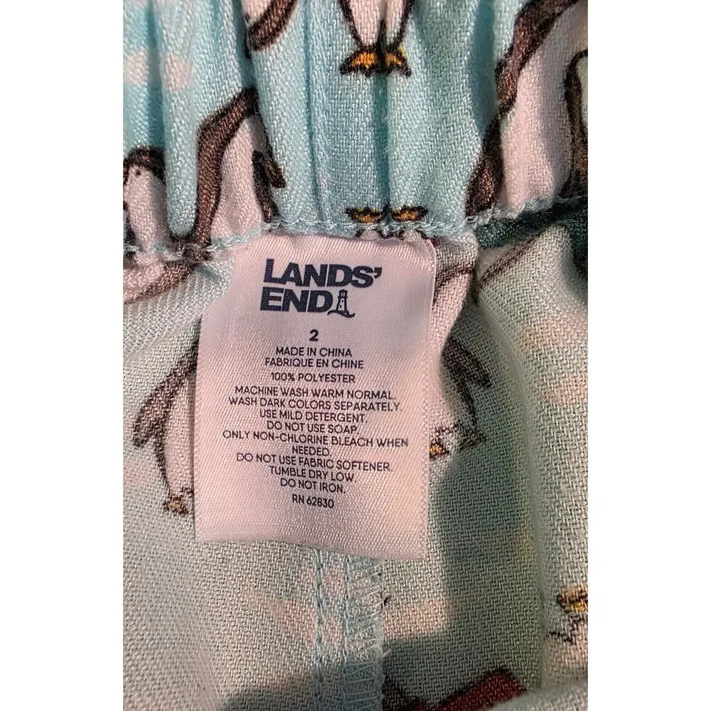 Lands End‎ Boys Flannel Pajama Bottoms Size 2 Pengiuns NWOT